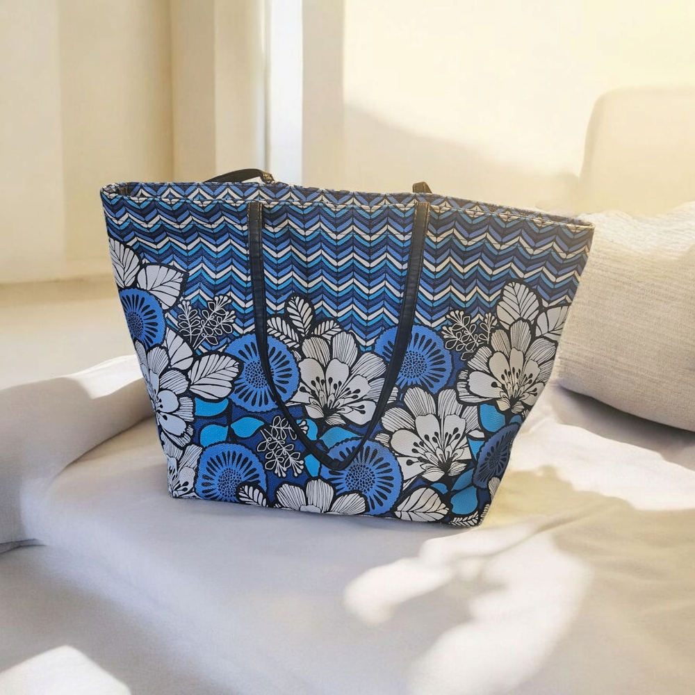 Floral Blue Tote Bag